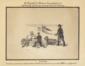 Een groep mensen in een lazaret door Erzherzog Franz Joseph